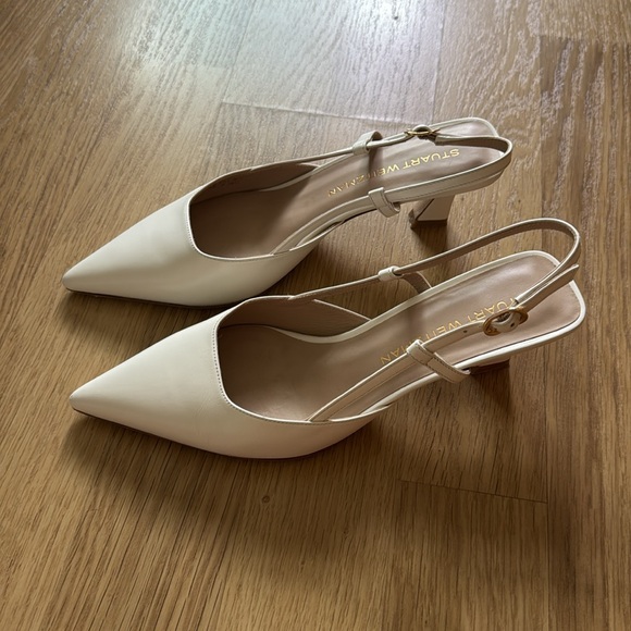 Stuart Weitzman Vinnie Leather Kitten Slingback - Picture 4 of 8